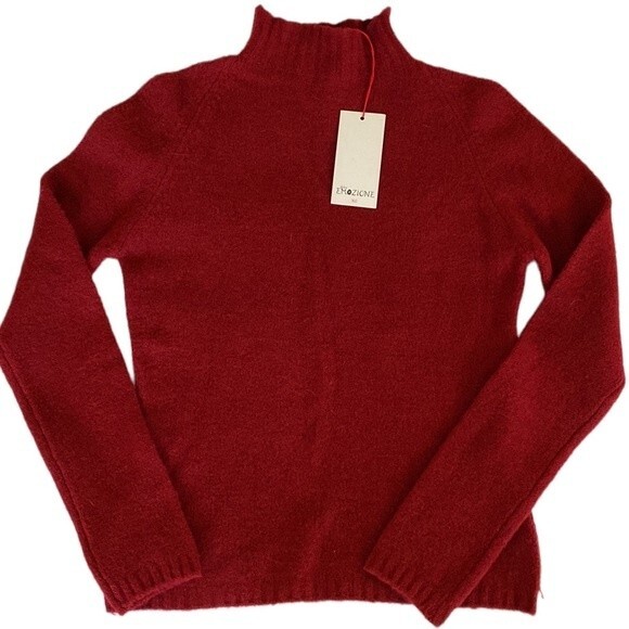 dolce Emozione Red Mock Turtle Neck Sweater in Wool Blend - L - Picture 1 of 7